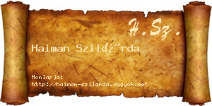 Haiman Szilárda névjegykártya